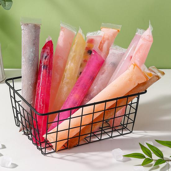 50 stk Engangs ispinneposer med trakt Lekkasjesikre glidelåsforslutninger BPA-frie fryserør for ispinne, yoghurt, juice, smoothies