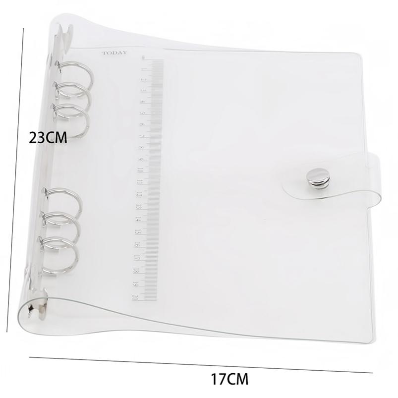 1Pc Transparent Notebook Binder Student Planner Binder Office Supplies 6 Ring A7/A6/A5