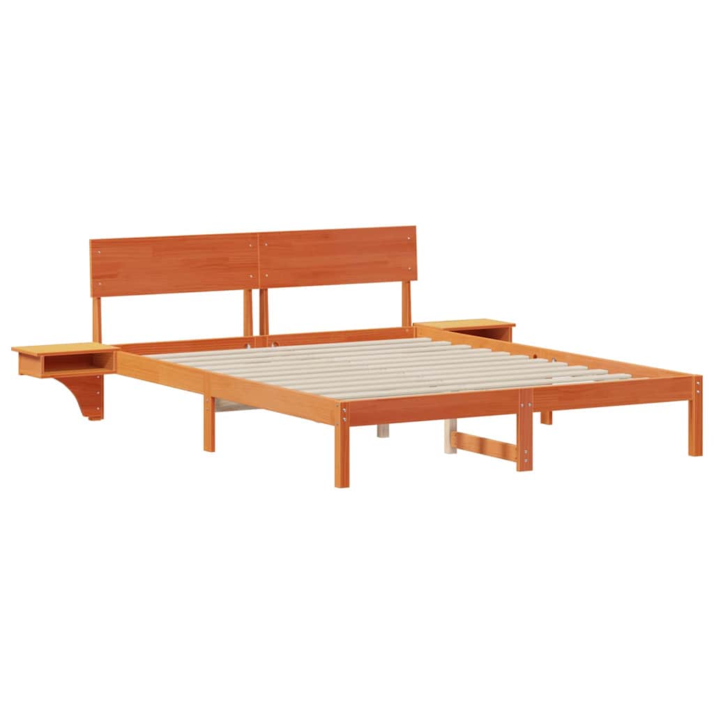 Bed Frame Wax Brown 160 x 200 cm Solid Pine Wood