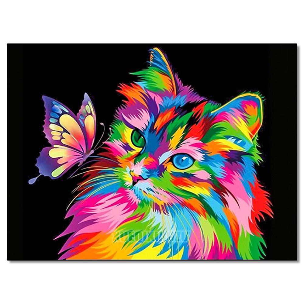 Peinture au Diamant 5D DIY Animaux Lion Chat Tigre Kit de Point de Croix Broderie Diamant Ronde Complète Mosaïque Artistique Image de Strass