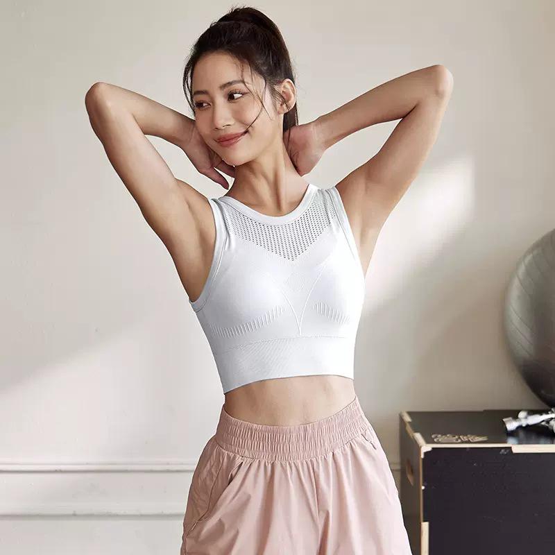 

Женский спортивный бюстгальтер с высокой степенью поддержки, ударопрочный, быстросохнущий, для йоги и бега Medium белый
