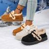 Soft Thick Bottom Furry Casual Shoes Women 2025 Winter Warm Short Plush Flats Shoes Metal Buckle Non Slip Snow Boots for Woman