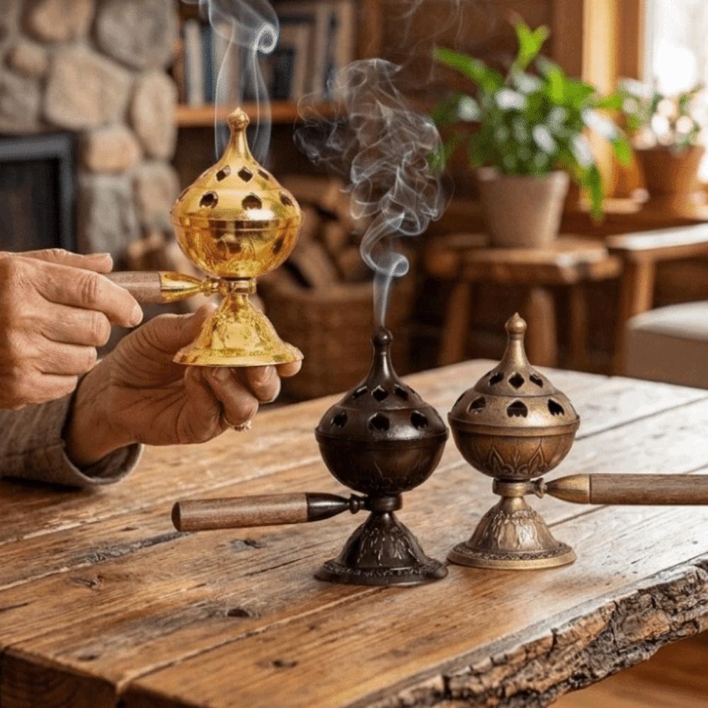 Hollow Out Handheld Incense Burner Non-Stick Powder Diffuser Incense Portable Incense Tray Office