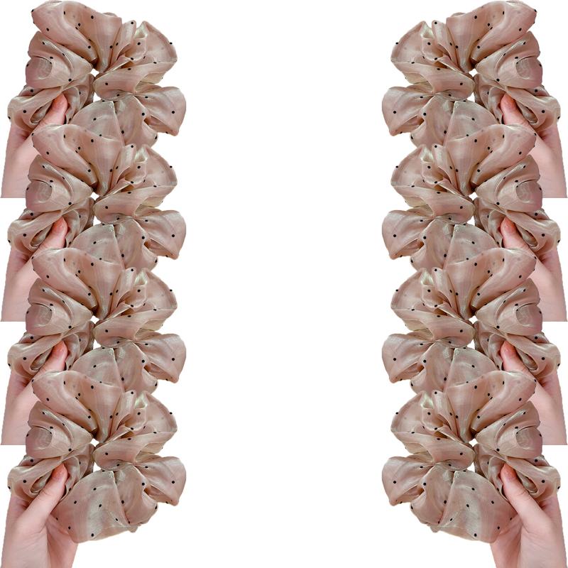 Korean-Style Gentle Solid Colour Pearl Mesh Polka Dot French Hair Tie For Women Elegant Large Scrunchie Hair Accessory