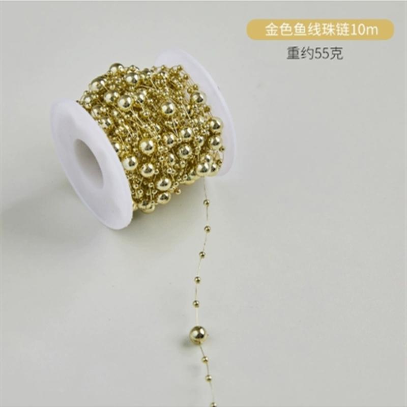 Christmas Decoration Fishing Line Artificial Pearls Beads Chain Garland Wedding Party Decoration DIY Christmas Tree Decoration