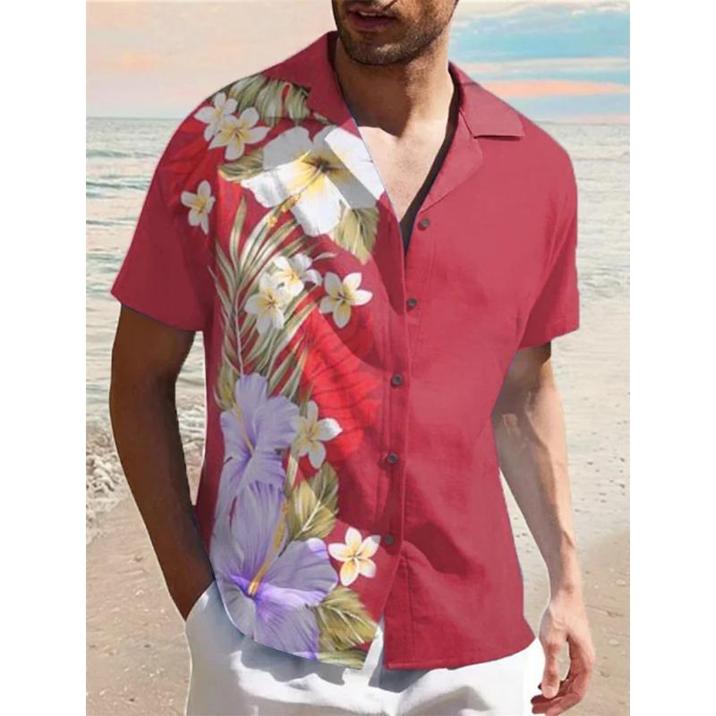 New Beach Men's Short Sleeved Music Print Polo Collar Button Shirt Outdoor Leisure Fashion Street Men's High Quality Top