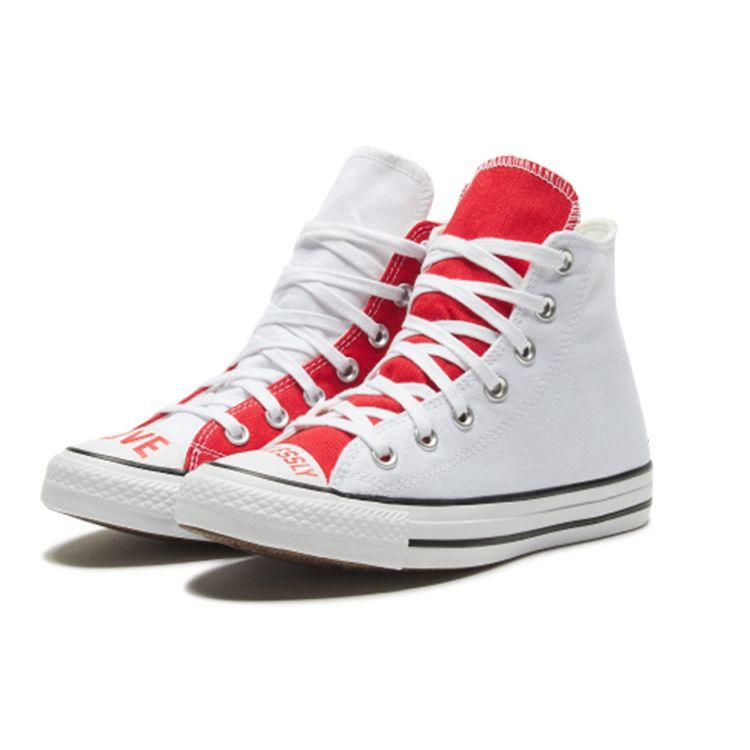 Converse Lo Fearlessly Comfortable Versatile Fashion High Waist Leather High Top Canvas Shoes Women sneakers Red White 567310C