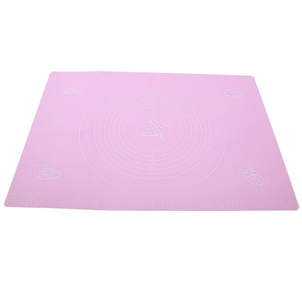 Household Silicone Non-Stick Baking Mat with Scales Rolling Dough Pad Kitchen Baking Tools(Pink 45x65cm)