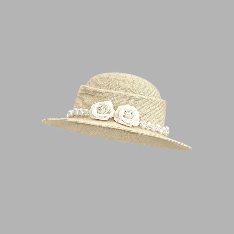 Französische Elegante Kamelie Perlen Baskenmütze Hepburn Stil Retro Elegant Gesicht Kleine Tochter Temperament Maler Zylinder
