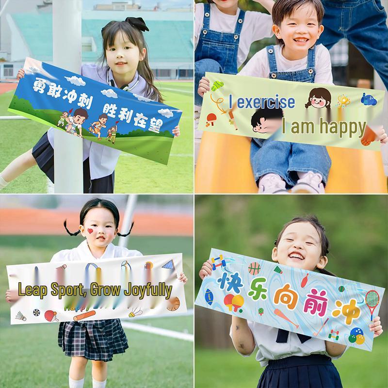 School Sports Ceremony Cheer Handheld Sign Prop with Cat Design