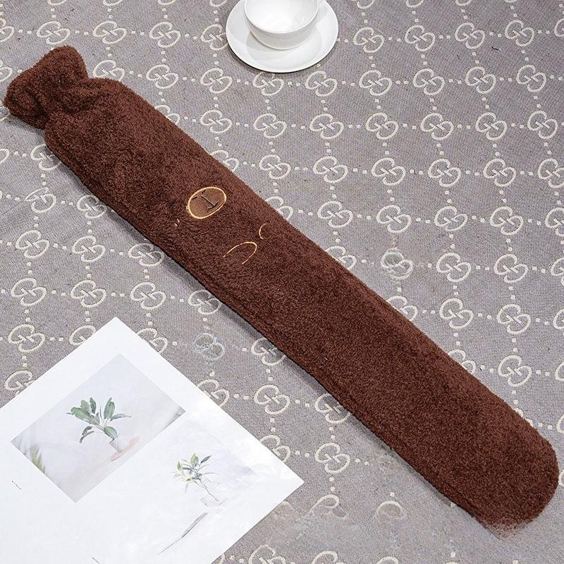 Cartoon Cat Shape Long Hot Water Bag With Soft Short Plush For Warmth And Gift Giving