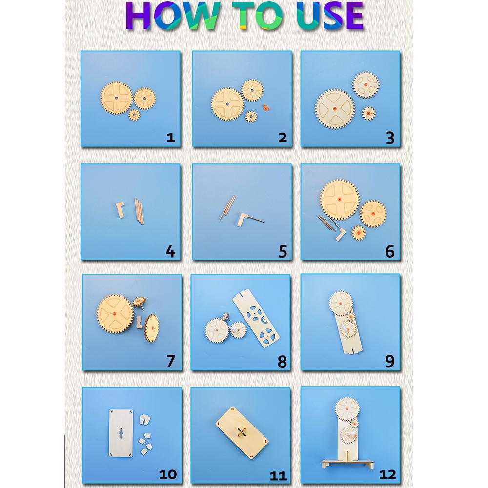Gear Rotation Model DIY Science Kit Educational Toys for Children Technology Physics Experiment Sets for Kids Learning Toys