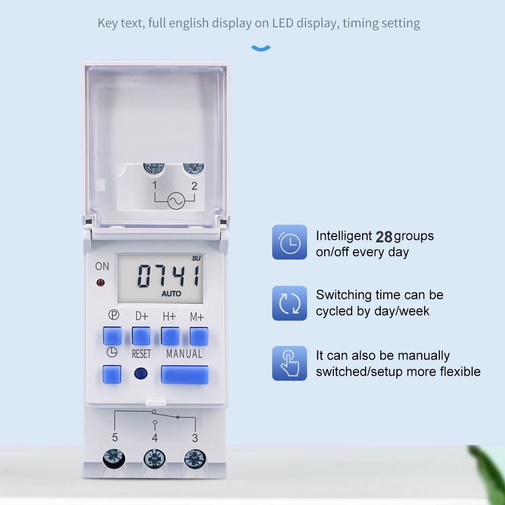 Weekly Programmable Din Rail Digital TIME SWITCH Relay Timer 28 On/off THC15A THC30A 220V 110V 24V 12V for Control Street Lamp