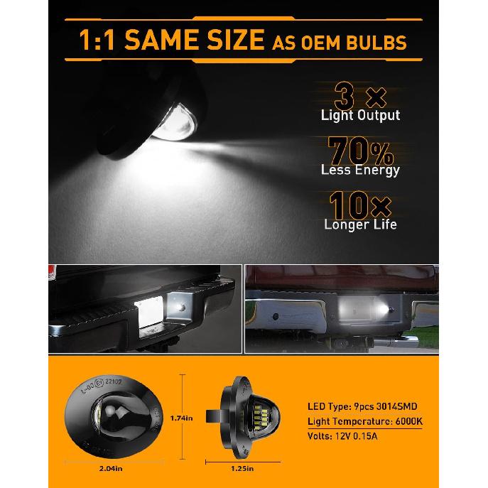 LESAUCE LED License Plate Lights Tag Lights for Ford F150 F250 F350 Super Duty Ranger Pickup Explorer Bronco Excursion Expedition Rear Bumper Bright