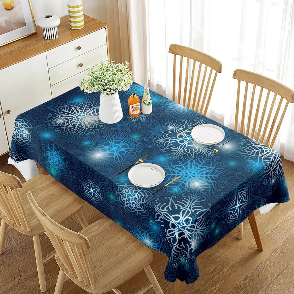 Comforter Snowflakes Tablecloth Rectangular Sparkling Home Decor White Snowflakes Tablecloth For Home Tea Table Dining Room Wedding Decor