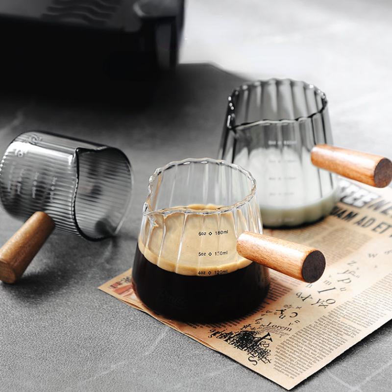 Coffee Extraction Glass Cup with Engraved Measure, High Temperature Resistance, Italian Espresso Oz Cup, Durable, Double Mouth,