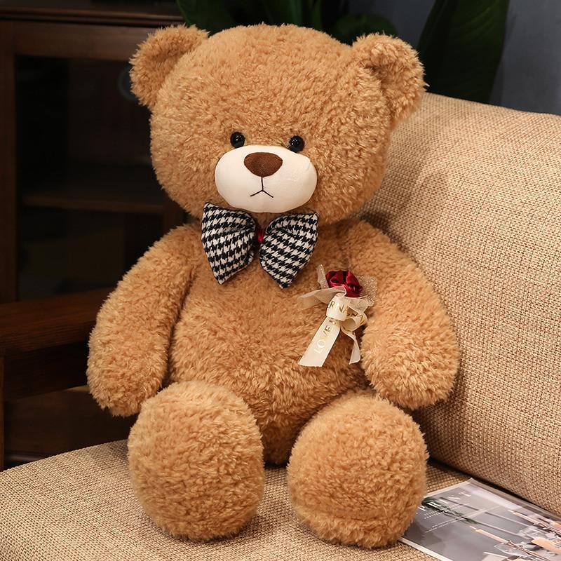 Cartoon Bear Rose Plush Toy Cute Bow Tie Send Girl Valentine Day Children Gift