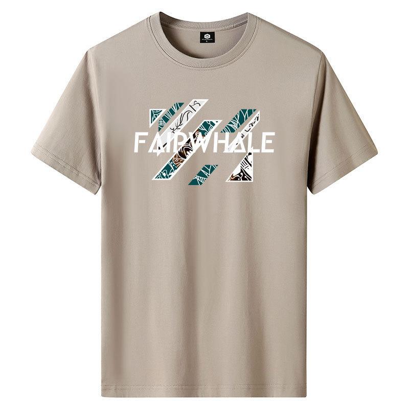Faipwhale M-6XL Pure Cotton Mens Short-sleeved T-shirt Round Neck Boy Casual Tee Shirt