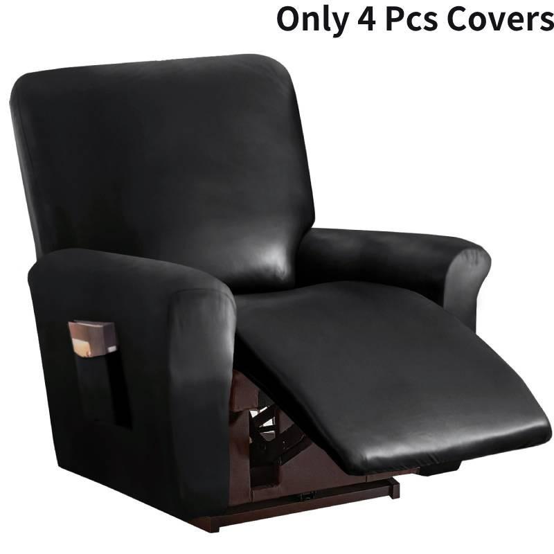 

Slip Chair Recliner Covers Pu Leather Waterproof Stretch Recliner Cover Washable чёрный