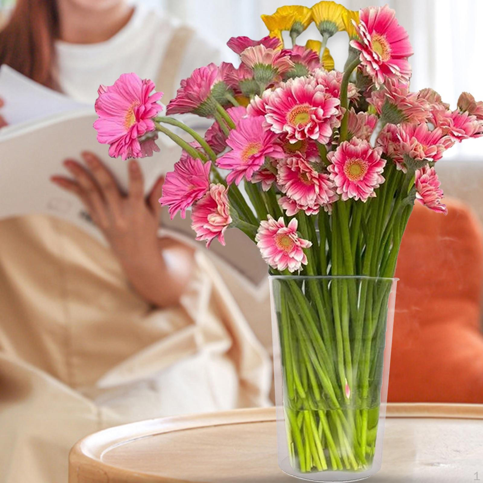 Acrylic Flower Vase Clear Buckets Hydroponic Plant Container for Tabletop L