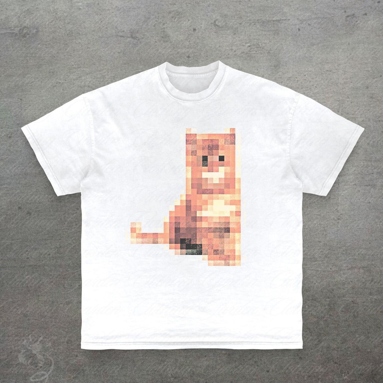 Pixel Cat Graphic Tee, Gifts For Cat Lovers, Cute Retro Gamer Cat T-Shirt for Men Women, Funny 8 Bit Cat Top, Funny Gamer Shirt Unisex S