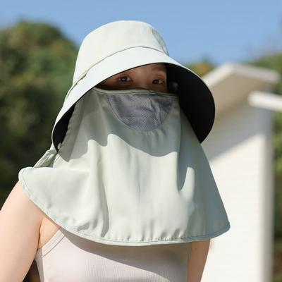 Sunscreen Hat Women's Spring and Summer Removable Anti-ultraviolet Mask Sun Hat Big Head Circumference Bucket Hat