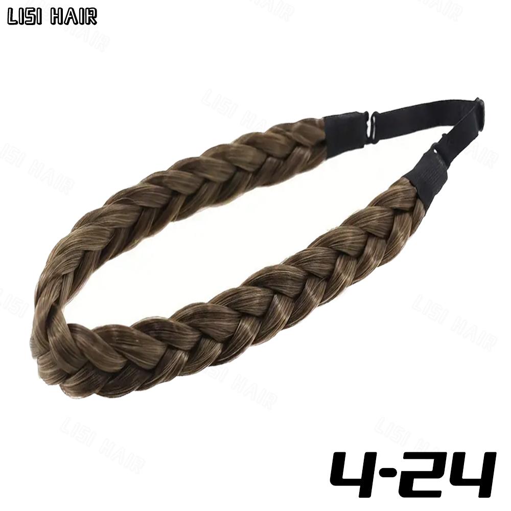 MISSQUEEN Estensioni sintetiche della fascia per capelli intrecciati elastici da 1 pezzo Parrucca classica con trecce larghe e soffici per le donne