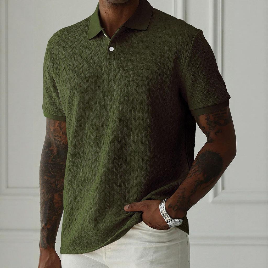 Men Short Sleeve Polo Shirt Knit Casual Athletic Fit Lightweight Soft Fabric Classic Collar Design