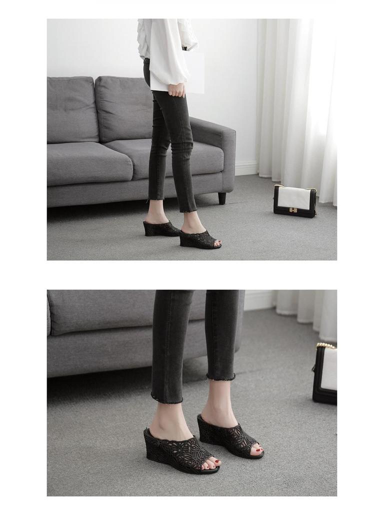 Women's Summer Non-Slip Hollow Wedge Heel Jelly Sandals