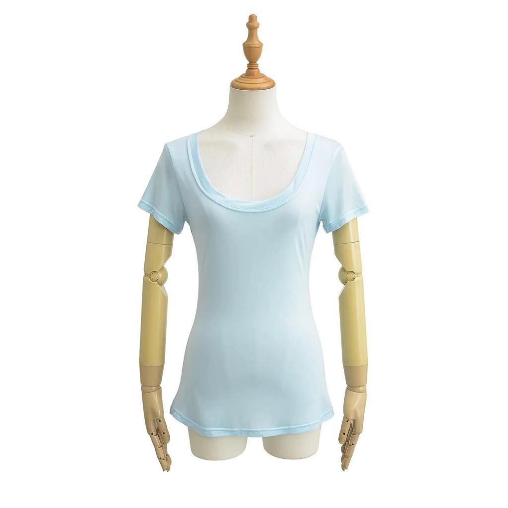 2025 Summer Women's Lyocell U-Neck Loose-Fit Short-Sleeve Top