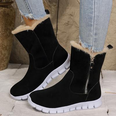 New Warm Long Plush Snow Boots Women Winter Non Slip Faux Suede Boots Woman Plus Size 43 Zipper Platform Ankle Botas Mujer