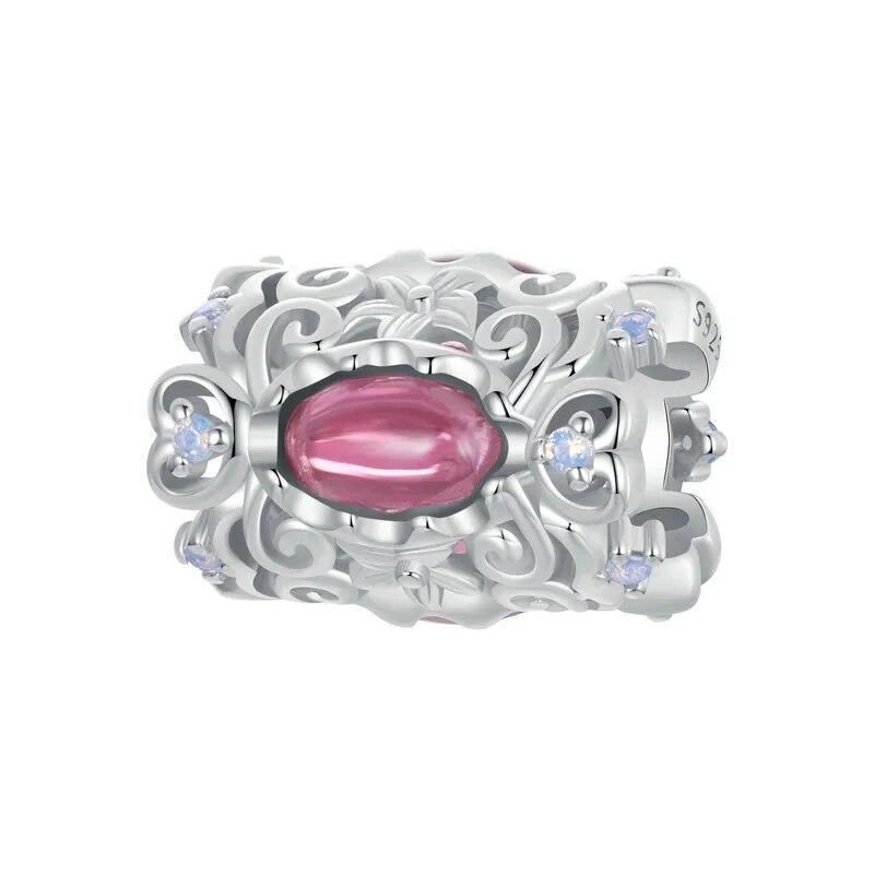 

Bamoer, стерлингового серебра 925 пробы, винтажный узор, бусины в форме сердца, синяя эмаль, подвески в виде бабочки для женщин, браслет, аксессуары для самостоятельного изготовления BSC960 серебряный