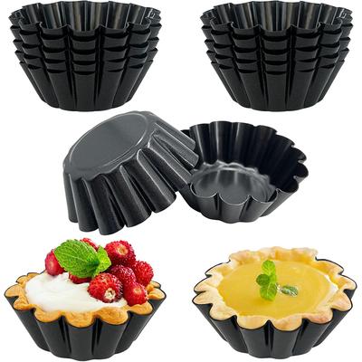 Mini Tart Pans Carbon Steel Egg Tart Molds Non Stick Fluted Muffin Cupcake Tin Mold Pan For Pies Desserts Mousse Baking JT434