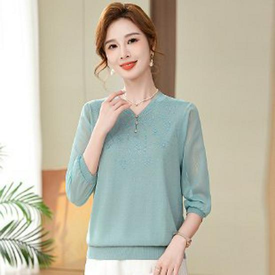 Elegant Long-Sleeve Knit Top for Women 50+ - 2026 New Style 3XL светло-зеленый