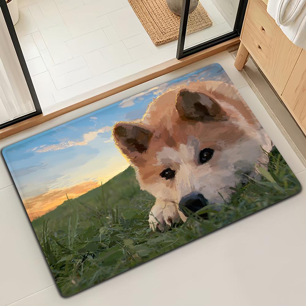 Doge funny Emoticon S-Shiba M-Meme Microfiber Decorative Versatile Flannel Floor Bath Door Mat Quick Dry Absorbent Non-slip Sole