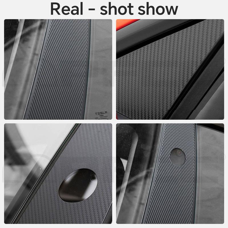 Arbon Fiber Texture A B Pillars Protection Film For Tesla Model Y Juniper 2025 2026 Model 3 2024-2025 Pre-cut PPF Anti-scratch