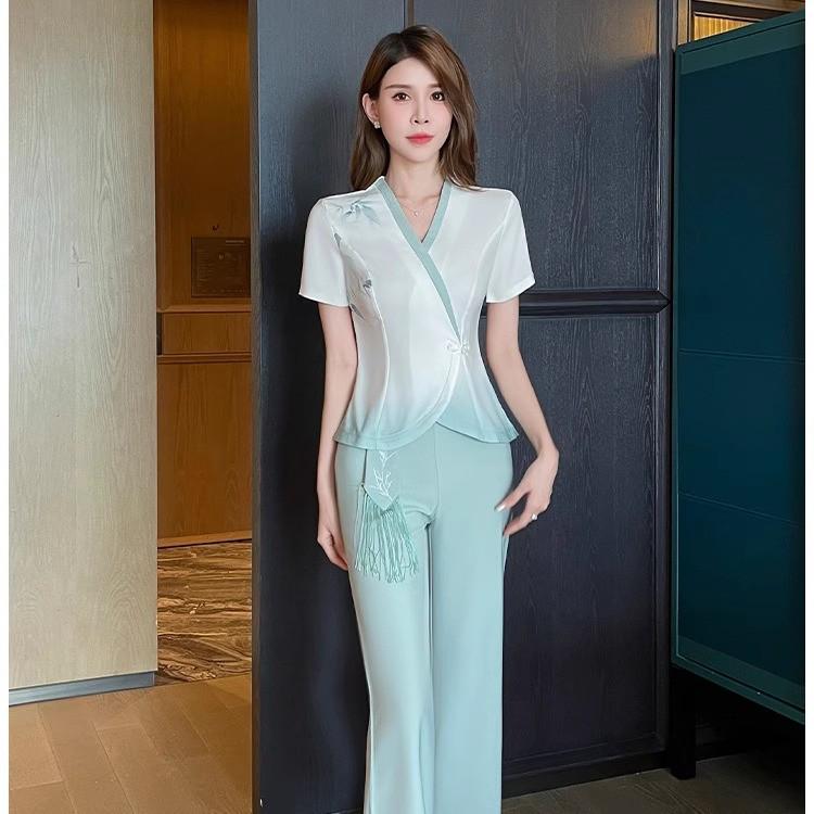 

Новый комплект весенней рабочей одежды в китайском стиле для техников салонов красоты – женский влагоотводящий наряд. M