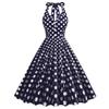 Vintage Dot Print Vneck Sleeveless Midlength Dress For Women