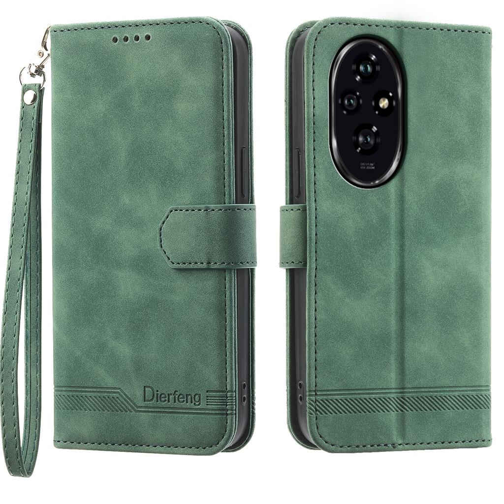 DIERFENG DF-03 For Honor 200 5G Wallet Case Lines Imprinted Leather Phone Cover