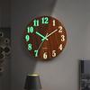 Wood Grain Digital Clock Fashion Quartz Wall Clock Luminous Wall Clock  Home Decoration