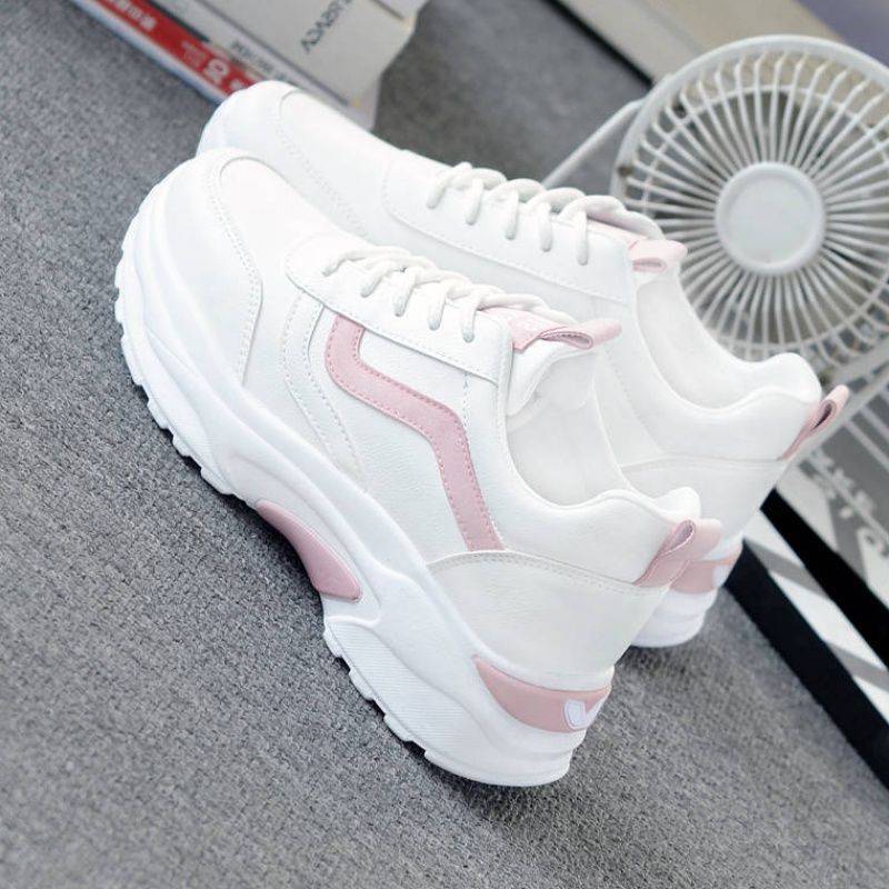 Fashion Dad's Shoes Breathable Summer Women's Shoes Student Running Mesh Sports Shoes Women's Trendy Thick Soled White Shoes