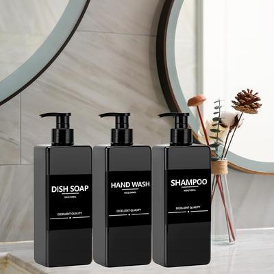 3 pezzi 500ml bottiglie di lozione vuote con etichette flacone di pompa quadrata dispenser contenitori per lavaggio del corpo sapone e dispenser di sapone per piatti