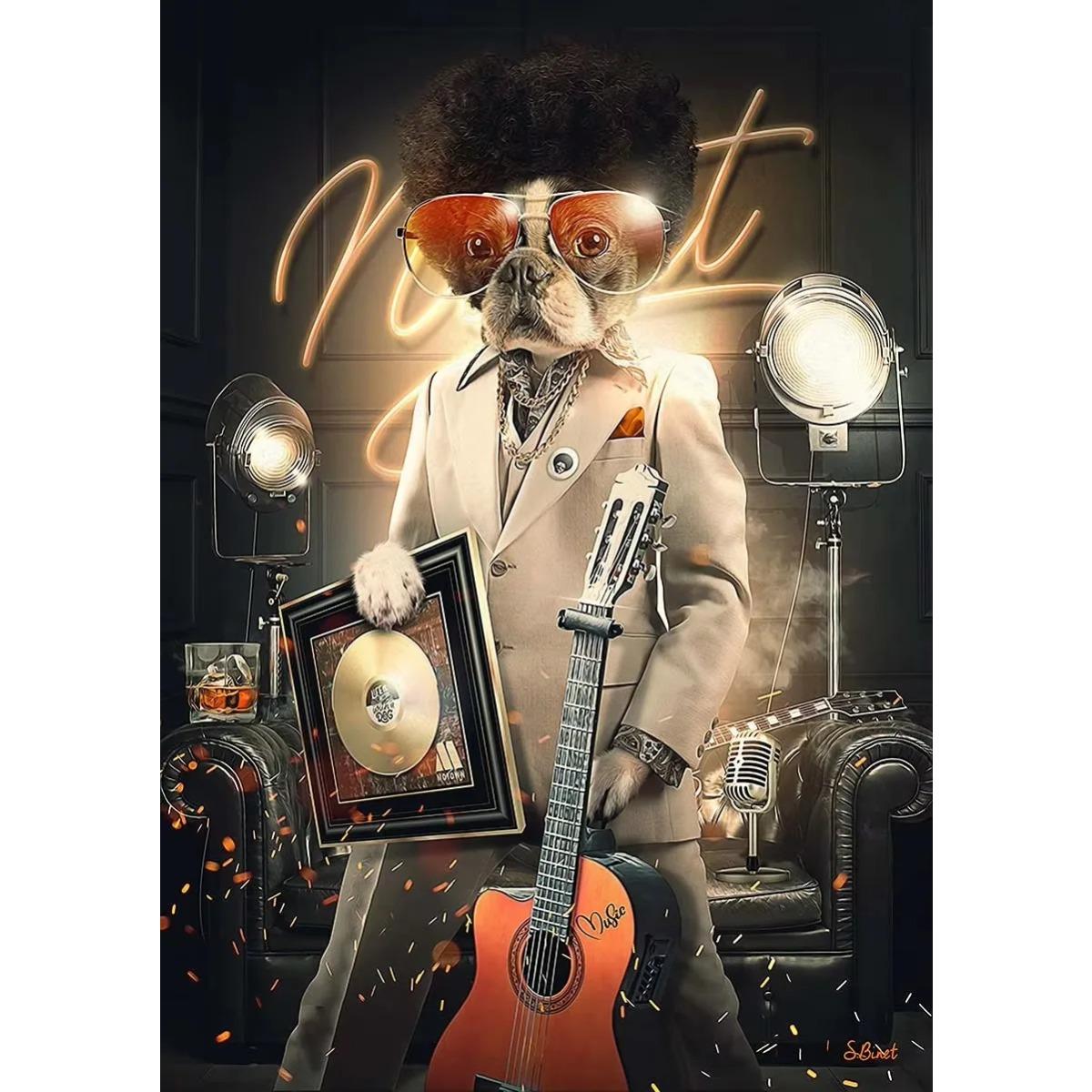 

Funny Monkey and Gorilla Smoking Canvas Painting Animals Play Billiards Posters Prints Wall Art for Bar Living Room Home Decor 30x45cm No Frame