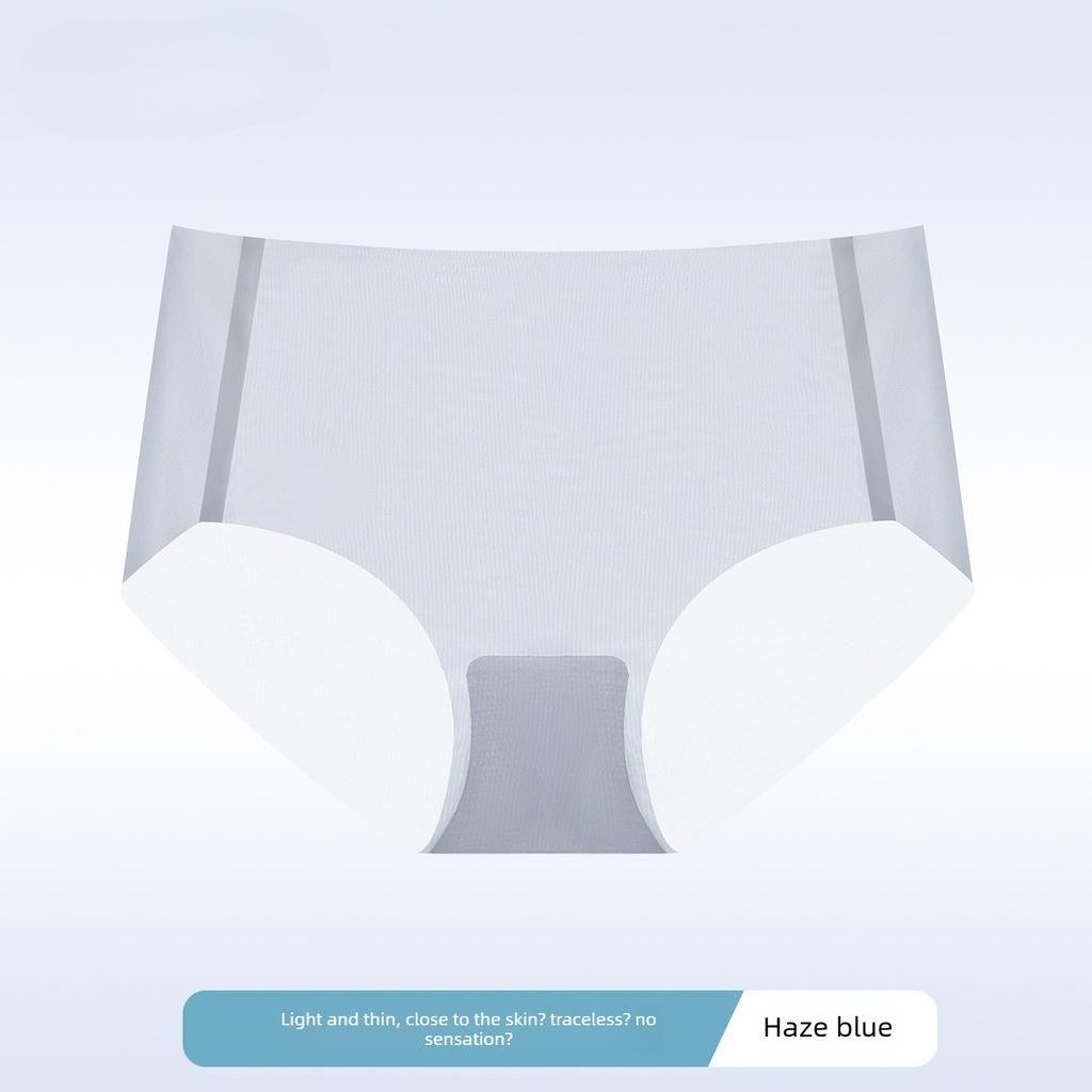 Women's Summer Thin Ice Silk 10A Antibacterial Cotton Extended Crotch Trackless Briefs