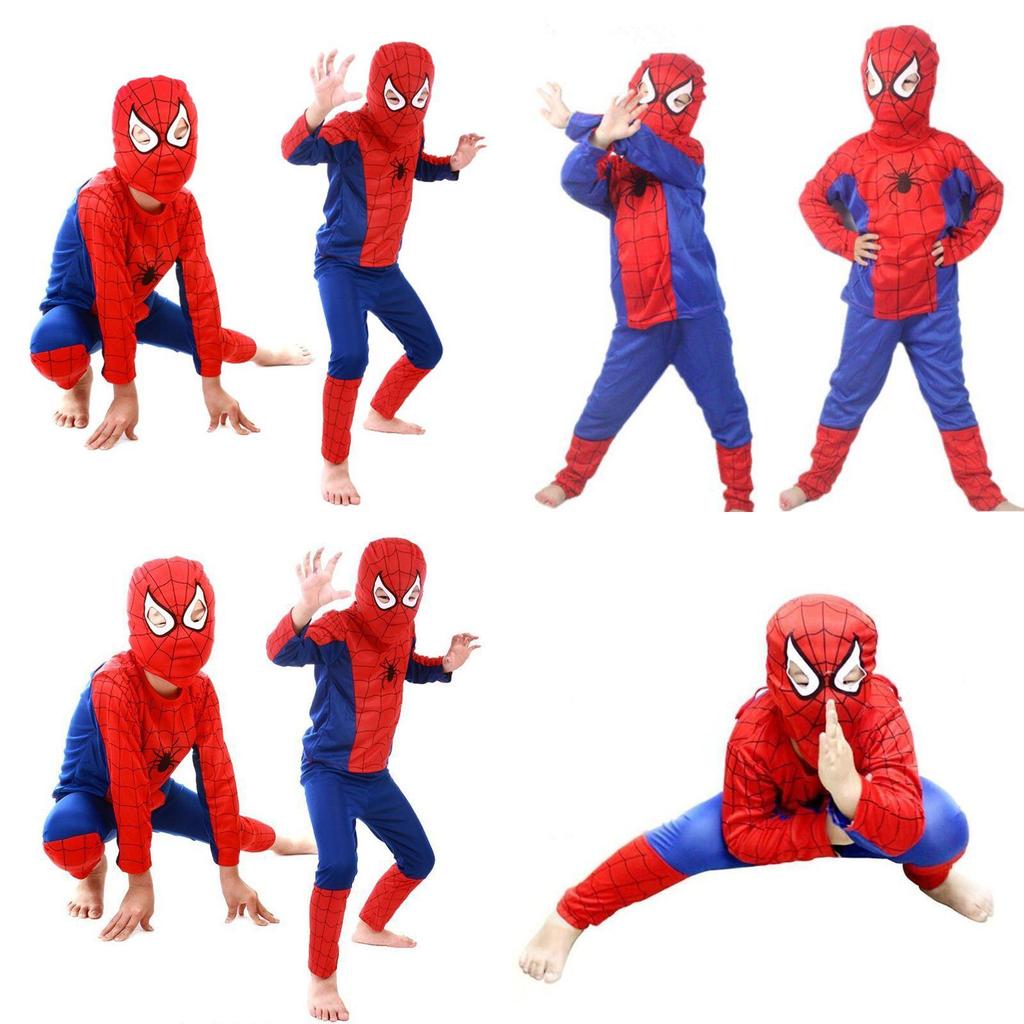 Dětský kostým Spiderman Superhrdina Cosplay Set s dlouhým rukávem a kalhotami