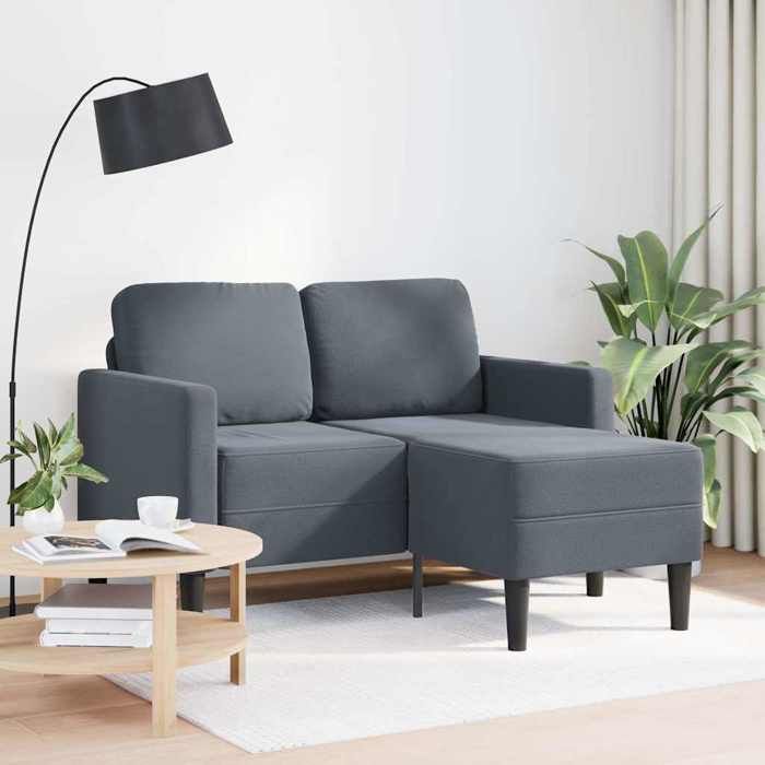 VidaXL Canapé 2 places avec méridienne en L gris foncé 125 cm velours, canapé 2 places de chambre, causeuse, canapé deux 4107070