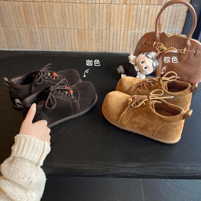 Height increase within 5 cm Boken shoes women's 2025 autumn comfortable retro small casual bread shoes beaded single shoes~