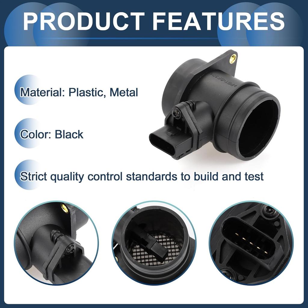 Mass Air Flow Sensor Assembly, MAF Sensor No.06A906461T for Volkswagen Jetta 2005 2.0L L4 Black, 1 Pc