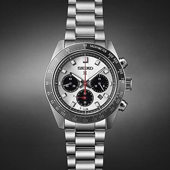 Seiko Watch PROSPEX SBDL095 Mens Wristwatch Made Japan Solar SPEEDTIMER Series Tachymeter Bezel Chronograph Date Calendar White Black Dial Stainless