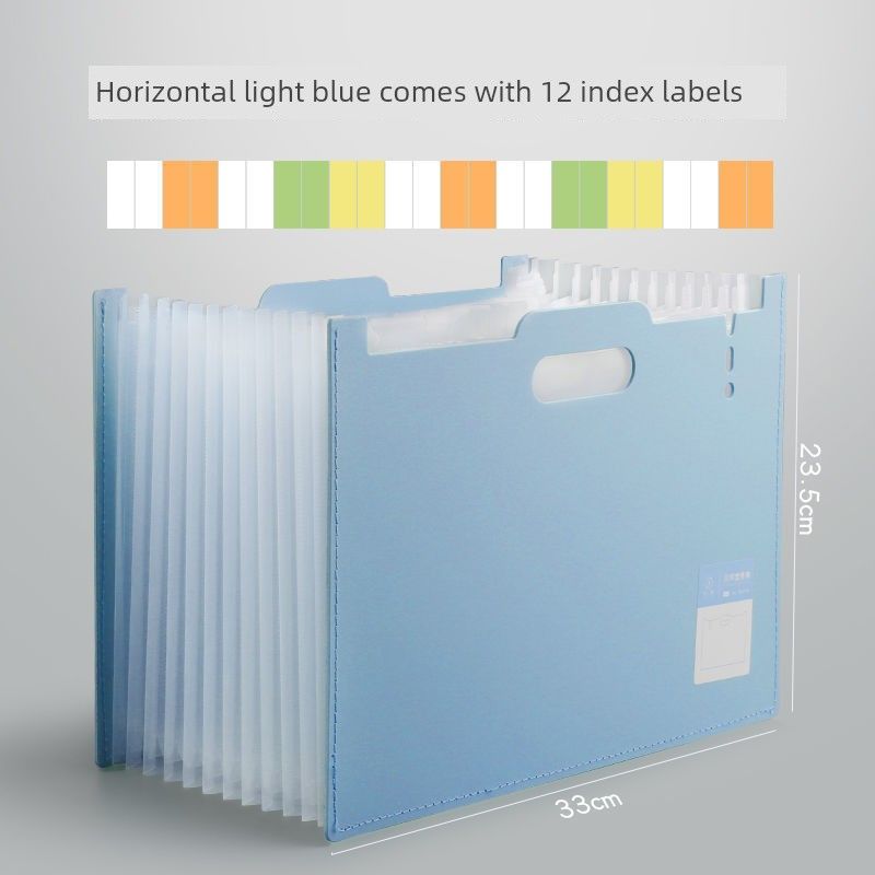 

A4 Folder Buggy Bag Multi-Layer Large Capacity Student Test Paper Sub-Data Business File Holder Insert Transparent Storage 1 Light Blue [Free 12 Labels]
